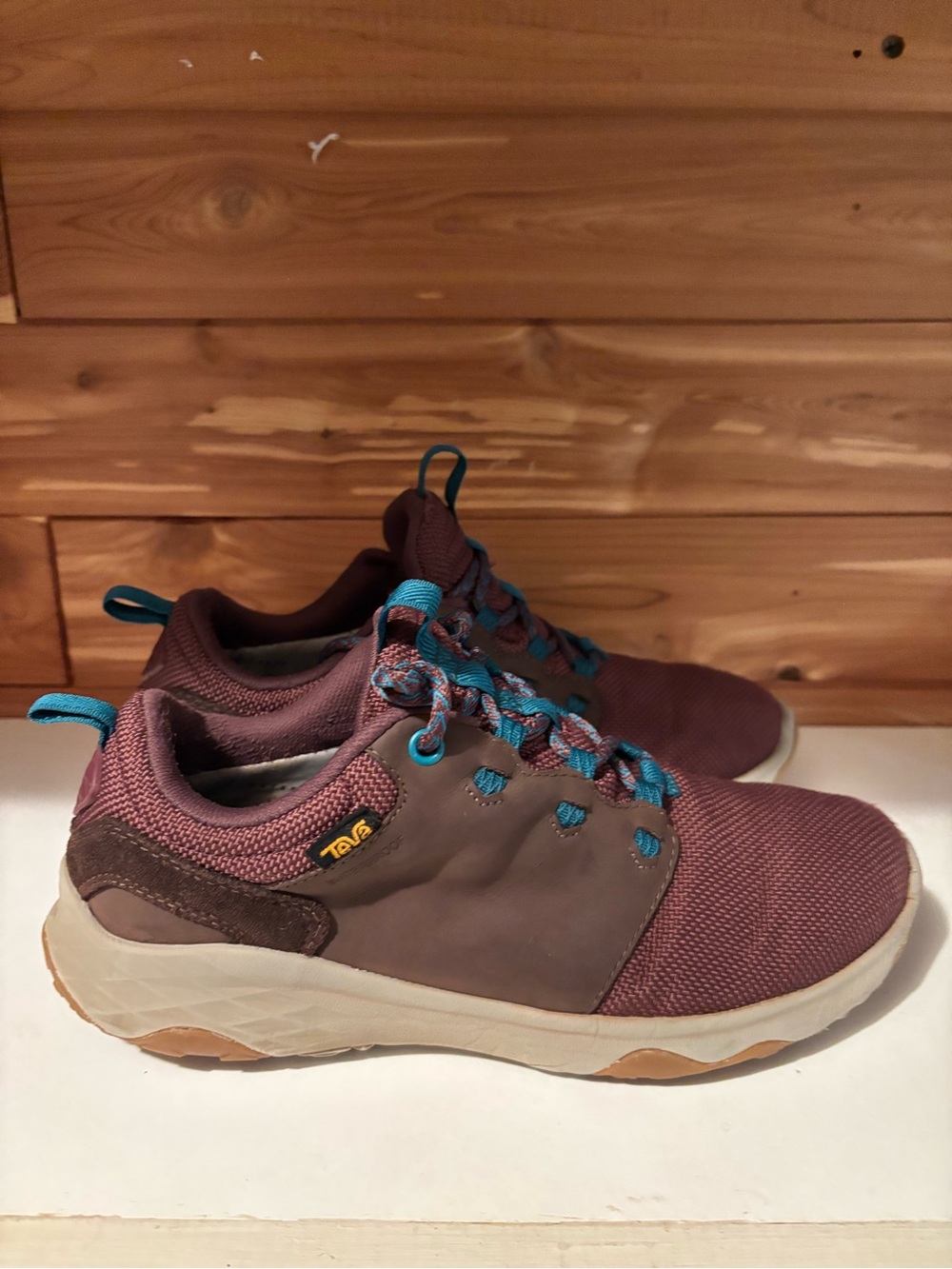 Teva women’s hiking Lace-Up Sneaker in Plum with Blue Accents